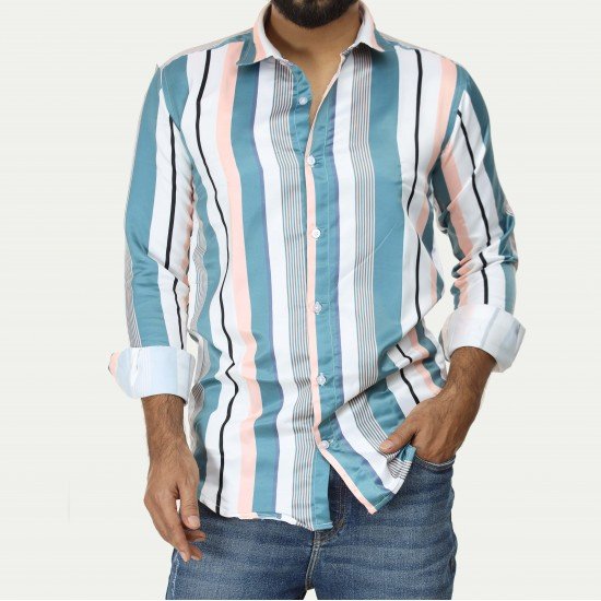Mens multi color striped shirt